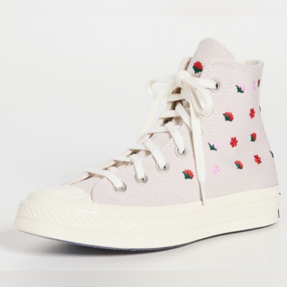 Converse Kids Cream High-Top Sneakers with Floral Accents